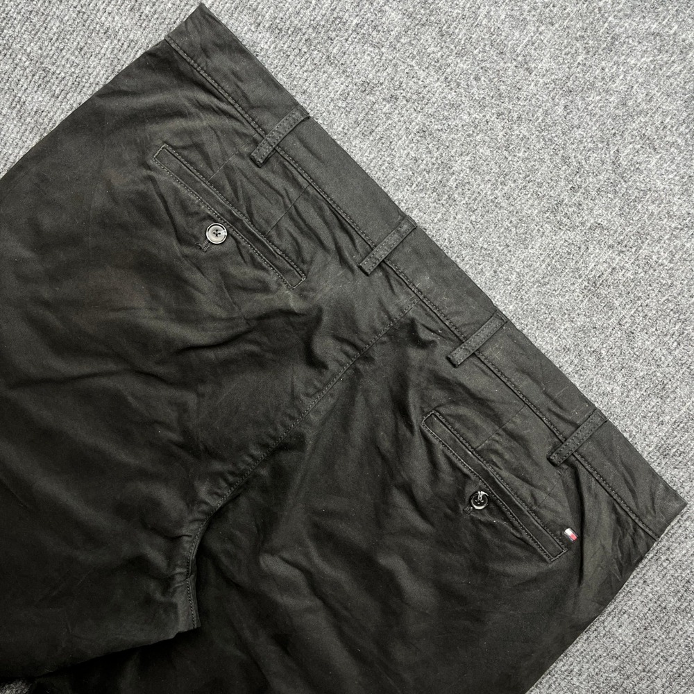 Tommy Hilfiger Mens Black Regular Fit Stretch Chino Pants 38x32 Preppy Workwear